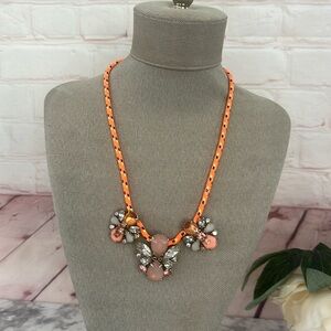 Crewcuts By J.Crew paracord neon orange pink with sparky stone   necklace 16”